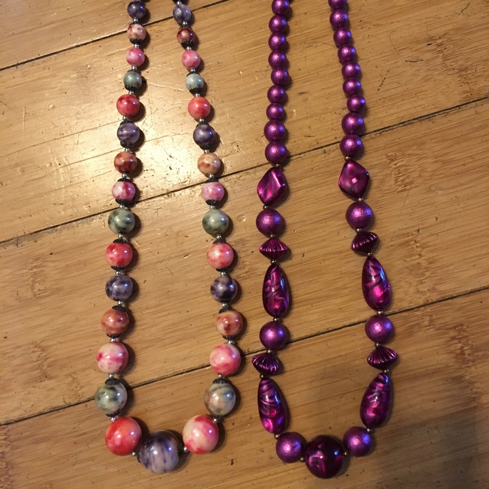 Colorful plastic bead necklace bundle